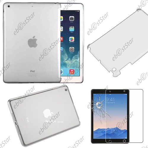 Ebeststar ® Pour Apple Ipad Air, Ipad 5, Ipad Air Wi-Fi, 3g - Housse Etui Coque Souple Silicone Gel Sans Motif + 1 Verre Trempé, Couleur Transparent