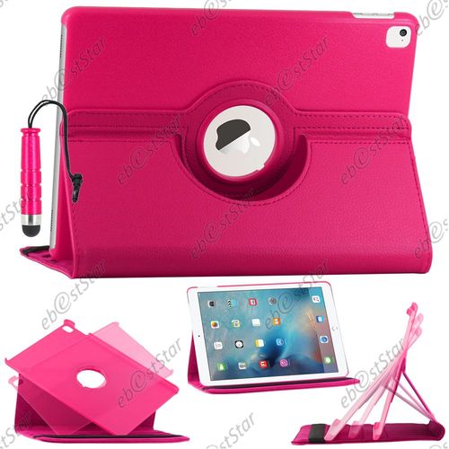 Ebeststar ® Pour Apple Ipad Pro 9.7 (2016), Wi-Fi, 3g, 4g, Lte - Housse Coque Etui Pu Cuir Rotatif Avec Support À Rotation 360° + Mini Stylet, Couleur Rose