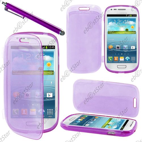 Ebeststar ® Pour Samsung Galaxy S3 Mini Gt-I8190, I8190n - Housse Etui Coque Portefeuille Livre Silicone Gel + Stylet, Couleur Violet