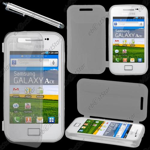 Ebeststar ® Pour Samsung Galaxy Ace S5839i, S5830, S5830i - Housse Etui Coque Portefeuille Livre Silicone Gel + Stylet, Couleur Transparent