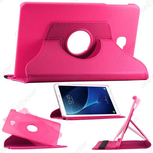 Ebeststar ® Pour Samsung Galaxy Tab A 2016 10.1 T580 T585 - Housse Coque Etui Pu Cuir Rotatif Avec Support À Rotation 360° + Film, Couleur Rose