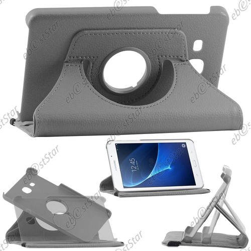 Ebeststar ® Pour Samsung Galaxy Tab A 2016 7.0 T280 T285 - Housse Coque Etui Pu Cuir Rotatif Avec Support À Rotation 360° + Film, Couleur Gris