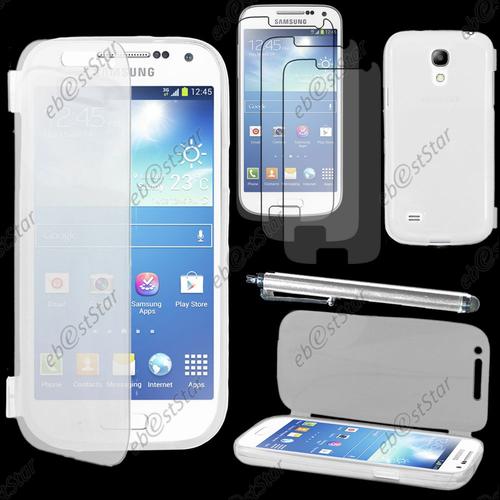 Ebeststar ® Pour Samsung Galaxy S4 Mini Gt-I9190, I9192, I9195 - Housse Etui Coque Portefeuille Livre Silicone Gel + Stylet + 3 Film Écran, Couleur Transparent