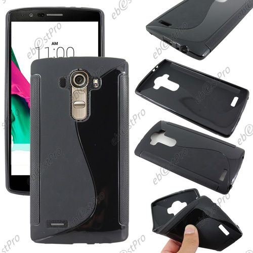 Ebeststar ®  Coque S-Line Silicone Gel Motif Vague Housse Etui Protection Souple Pour Lg G4 H815, G4 Dual-Lte + 1 Verre Trempé, Couleur Noir