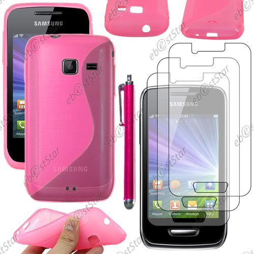 Ebeststar ® Pour Samsung Wave Y S5380 - Housse Etui Coque Silicone Gel Motif S-Line Protection Souple + Stylet + 3 Film Écran, Couleur Rose