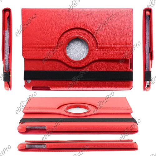 Ebeststar ® 1 Verre Trempé + Coque Etui Pu Cuir Housse Rotative Support À Rotation 360° Pour Apple Ipad Air, Ipad 5, Ipad Air Wi-Fi, 3g, Couleur Rouge