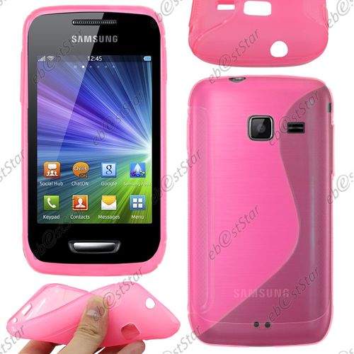Ebeststar ® Pour Samsung Wave Y S5380 - Housse Etui Coque Silicone Gel Motif S-Line Protection Souple + Film, Couleur Rose
