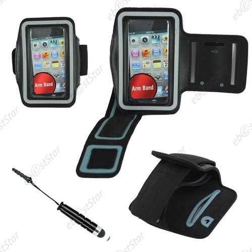 Ebeststar ® Pour Apple Iphone 4s, 4 - Brassard Sport Néoprène Housse Coque Etui De Protection Armband Case + Mini Stylet, Couleur Noir