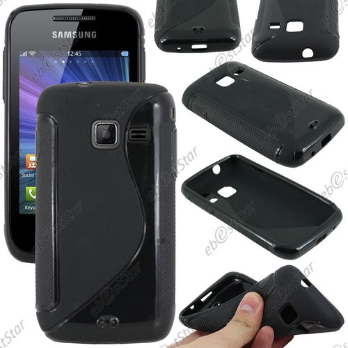 Ebeststar ®  Coque S-Line Silicone Gel Motif Vague Housse Etui Protection Souple Pour Samsung Wave Y S5380 + Film, Couleur Noir