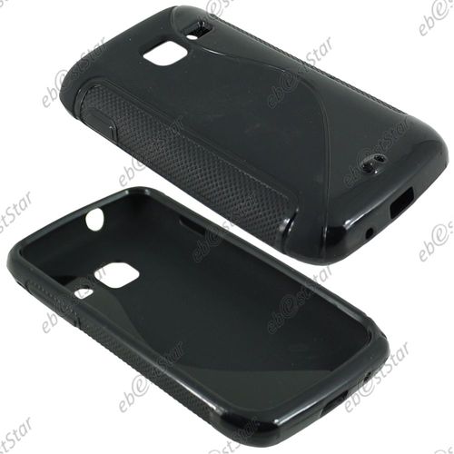 Ebeststar ® Film + Etui Housse Coque S-Line Silicone Protection En Gel Pour Samsung Wave Y S5380, Couleur Noir