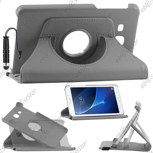 Ebeststar ® Pour Samsung Galaxy Tab A 2016 7.0 T280 T285 - Housse Coque Etui Pu Cuir Rotatif Avec Support À Rotation 360° + Mini Stylet, Couleur Gris