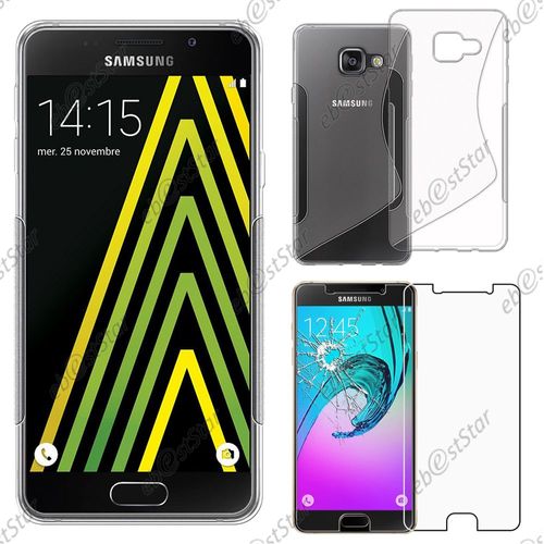 Ebeststar ® Pour Samsung Galaxy A5 2016 A510f - Housse Etui Coque Silicone Gel Motif S-Line Protection Souple + 1 Verre Trempé, Couleur Transparent