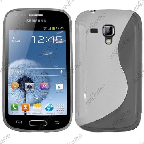 Ebeststar ® Pour Samsung Galaxy Trend S7560, S Duos S7562 - Housse Etui Coque Silicone Gel Motif S-Line Protection Souple + Film, Couleur Blanc