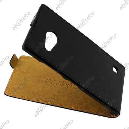 Ebeststar ®  Etui En Pu Cuir Clapet Ultra Fine Housse Coque Pour Nokia Lumia 735 730 Dual + 1 Verre Trempé, Couleur Noir