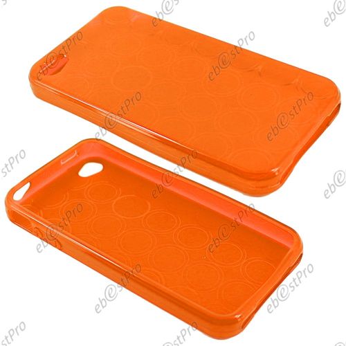 Ebeststar ® 1 Verre Trempé + Etui Housse Coque Cercles Protection En Silicone Gel Pour Apple Iphone 4s, 4, Couleur Orange