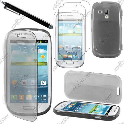 Ebeststar ® Pour Samsung Galaxy S3 Mini Gt-I8190, I8190n - Housse Etui Coque Portefeuille Livre Silicone Gel + Stylet + 3 Film Écran, Couleur Noir