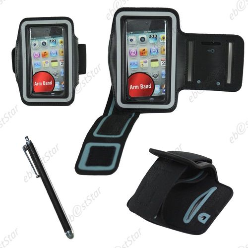 Ebeststar ® Pour Apple Iphone 4s, 4 - Brassard Sport Néoprène Housse Coque Etui De Protection Armband Case + Stylet, Couleur Noir