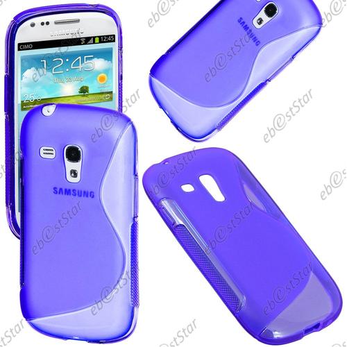 Ebeststar ® Pour Samsung Galaxy S3 Mini Gt-I8190, I8190n - Housse Etui Coque Silicone Gel Motif S-Line Protection Souple + Film, Couleur Bleu