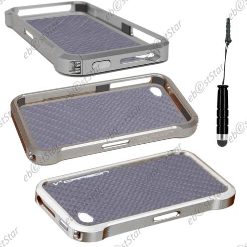 Ebeststar ® Pour Apple Iphone 4s, 4 - Bumper Housse Etui Coque Aluminium + Mini Stylet, Couleur Gris