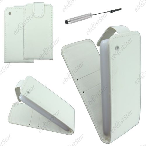 Ebeststar ® Pour Apple Iphone 3gs, 3g - Housse Coque Etui Simili Cuir À Rabat Vertical + Mini Stylet, Couleur Blanc