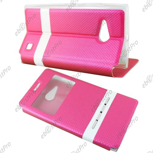 Ebeststar ® 1 Verre Trempé + Housse Pochette Protection Coque Etui Type S-View Pour Nokia Lumia 735 730 Dual, Couleur Rose