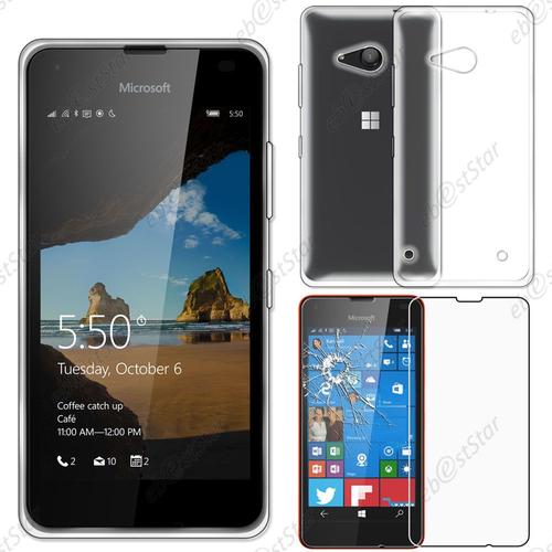 Ebeststar ® Pour Microsoft Lumia 550 - Housse Etui Coque Silicone Gel Souple Ultra Fine 0,5mm Et Invisible + 1 Verre Trempé, Couleur Transparent