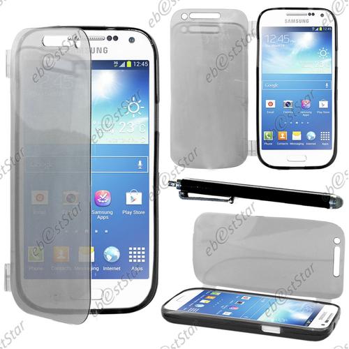 Ebeststar ® Pour Samsung Galaxy S4 Mini Gt-I9190, I9192, I9195 - Housse Etui Coque Portefeuille Livre Silicone Gel + Stylet, Couleur Noir