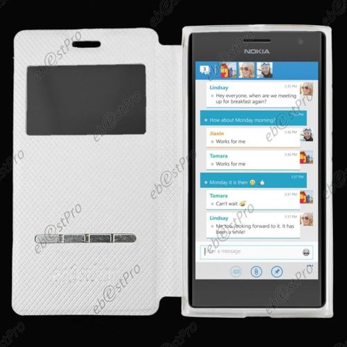 Ebeststar ®  Housse Pochette Protection Coque Type S-View Portefeuille Livre Pour Nokia Lumia 735 730 Dual + 1 Verre Trempé, Couleur Blanc