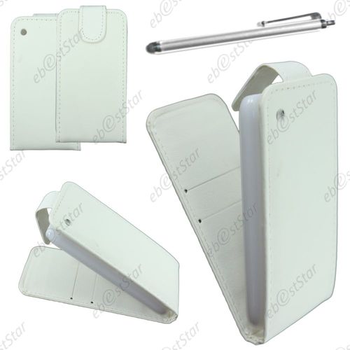 Ebeststar ® Pour Apple Iphone 3gs, 3g - Housse Coque Etui Simili Cuir À Rabat Vertical + Stylet, Couleur Blanc
