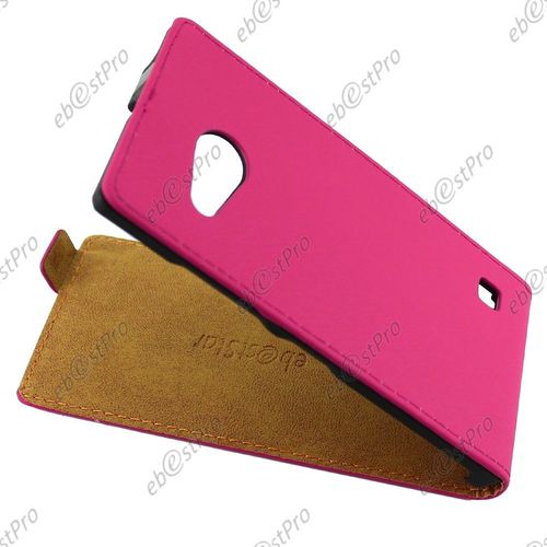 Ebeststar ®  Etui En Pu Cuir Clapet Ultra Fine Housse Coque Pour Nokia Lumia 735 730 Dual + 1 Verre Trempé, Couleur Rose