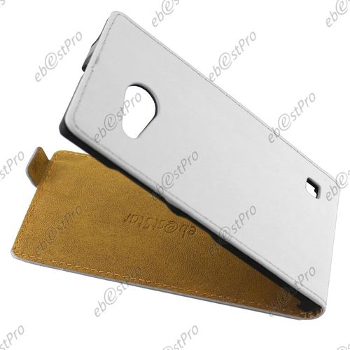 Ebeststar ®  Etui En Pu Cuir Clapet Ultra Fine Housse Coque Pour Nokia Lumia 735 730 Dual + 1 Verre Trempé, Couleur Blanc
