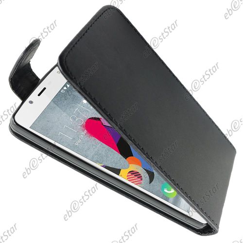 Ebeststar ® Etui Pu Cuir Rabattable Housse Coque Ultra Slim + Film Verre Trempé Pour Wiko U Feel Lite, Couleur Noir