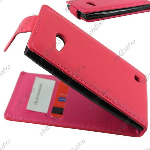 Ebeststar ®  Housse Simili Cuir À Clapet Coque Etui Pour Nokia Lumia 735 730 Dual + 1 Verre Trempé, Couleur Rose