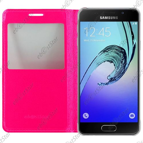 Ebeststar ® 1 Verre Trempé + Housse Protection Coque Etui Flip View Pour Samsung Galaxy A5 2016 A510f, Couleur Rose
