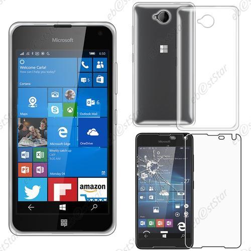 Ebeststar ® Pour Microsoft Lumia 650 - Housse Etui Coque Silicone Gel Souple Ultra Fine 0,5mm Et Invisible + 1 Verre Trempé, Couleur Transparent