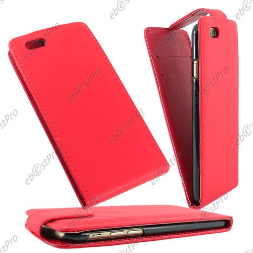 Ebeststar ® 1 Verre Trempé + Coque Housse Etui Simili Cuir Rabattable Pour Apple Iphone 6s 6 Plus Écran 5,5", Couleur Rouge