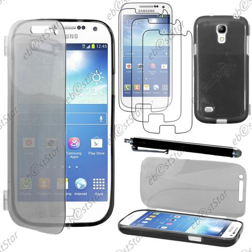 Ebeststar ® Pour Samsung Galaxy S4 Mini Gt-I9190, I9192, I9195 - Housse Etui Coque Portefeuille Livre Silicone Gel + Stylet + 3 Film Écran, Couleur Noir