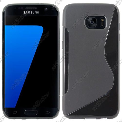 Ebeststar ® Pour Samsung Galaxy S7 Edge Sm-G935f G935 - Housse Etui Coque Silicone Gel Motif S-Line Protection Souple + Film, Couleur Noir