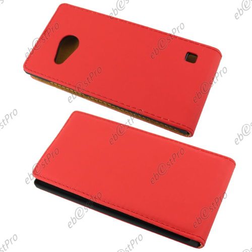 Ebeststar ® 1 Verre Trempé + Etui Pu Cuir Rabattable Housse Coque Ultra Slim Pour Nokia Lumia 735 730 Dual, Couleur Rouge