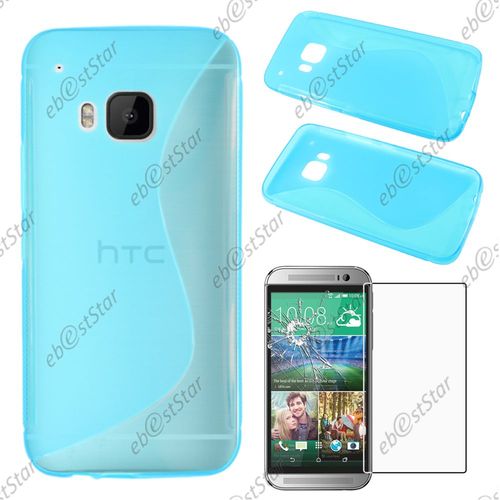 Ebeststar ® Pour Htc One M9, One Hima - Housse Etui Coque Silicone Gel Motif S-Line Protection Souple + 1 Verre Trempé, Couleur Bleu