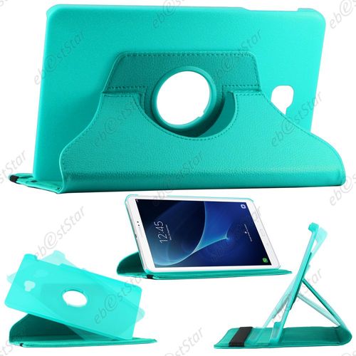 Ebeststar ® Pour Samsung Galaxy Tab A 2016 10.1 T580 T585 - Housse Coque Etui Pu Cuir Rotatif Avec Support À Rotation 360° + Film, Couleur Bleu