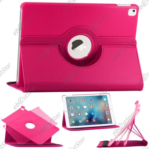 Ebeststar ® Pour Apple Ipad Pro 9.7 (2016), Wi-Fi, 3g, 4g, Lte - Housse Coque Etui Pu Cuir Rotatif Avec Support À Rotation 360° + Film, Couleur Rose