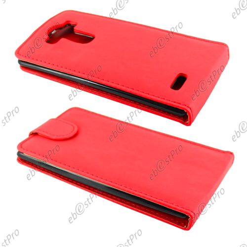 Ebeststar ® 1 Verre Trempé + Coque Housse Etui Simili Cuir Rabattable Pour Lg G4 H815, G4 Dual-Lte, Couleur Rouge