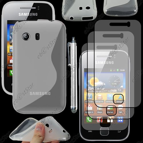 Ebeststar ® Pour Samsung Galaxy Y S5360 - Housse Etui Coque Silicone Gel Motif S-Line Protection Souple + Stylet + 3 Film Écran, Couleur Transparent