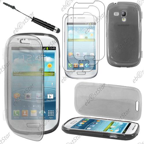 Ebeststar ® Pour Samsung Galaxy S3 Mini Gt-I8190, I8190n - Housse Etui Coque Portefeuille Livre Silicone Gel + Mini Stylet + 3 Film Écran, Couleur Noir