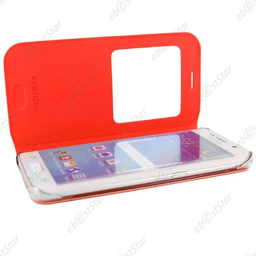Ebeststar ®  Housse Protection Coque Cover View Portefeuille Pour Samsung Galaxy S6 Edge Sm-G925f G925 + Film, Couleur Rouge