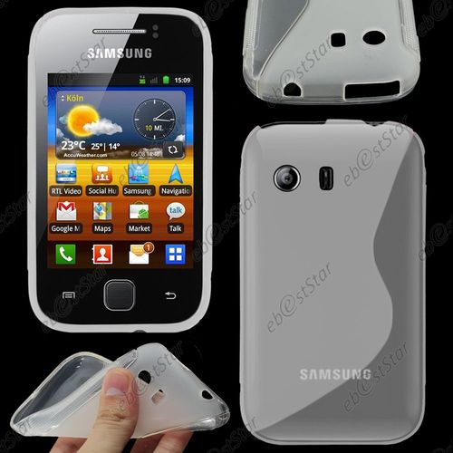 Ebeststar ® Pour Samsung Galaxy Y S5360 - Housse Etui Coque Silicone Gel Motif S-Line Protection Souple + Film, Couleur Transparent