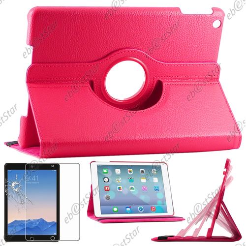 Ebeststar ® Pour Apple Ipad Air, Ipad 5, Ipad Air Wi-Fi, 3g - Housse Coque Etui Pu Cuir Rotatif Avec Support À Rotation 360° + 1 Verre Trempé, Couleur Rose