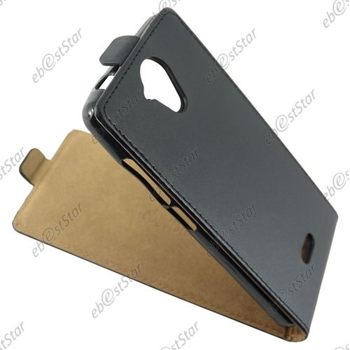 Ebeststar ®  Film Verre Trempé + Housse Simili Cuir À Clapet Coque Etui Pour Wiko U Feel Lite, Couleur Noir