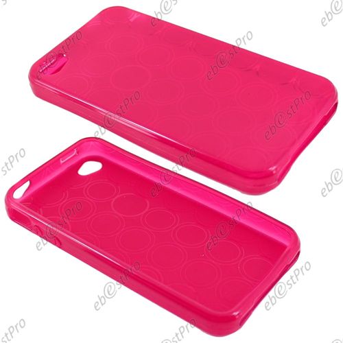 Ebeststar ® 1 Verre Trempé + Etui Housse Coque Cercles Protection En Silicone Gel Pour Apple Iphone 4s, 4, Couleur Rose